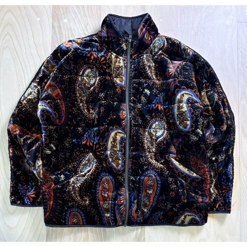 Johnny Was Dolman Quilted Jacket Sezana Paisley Plush Velvet Silk Size‎ M Luxury